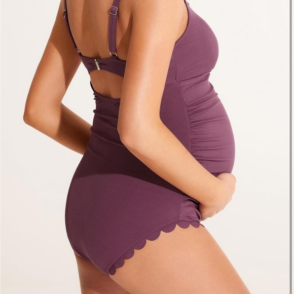 Maternity Purple One-Piece Swimsuit - Picture 5 of 7